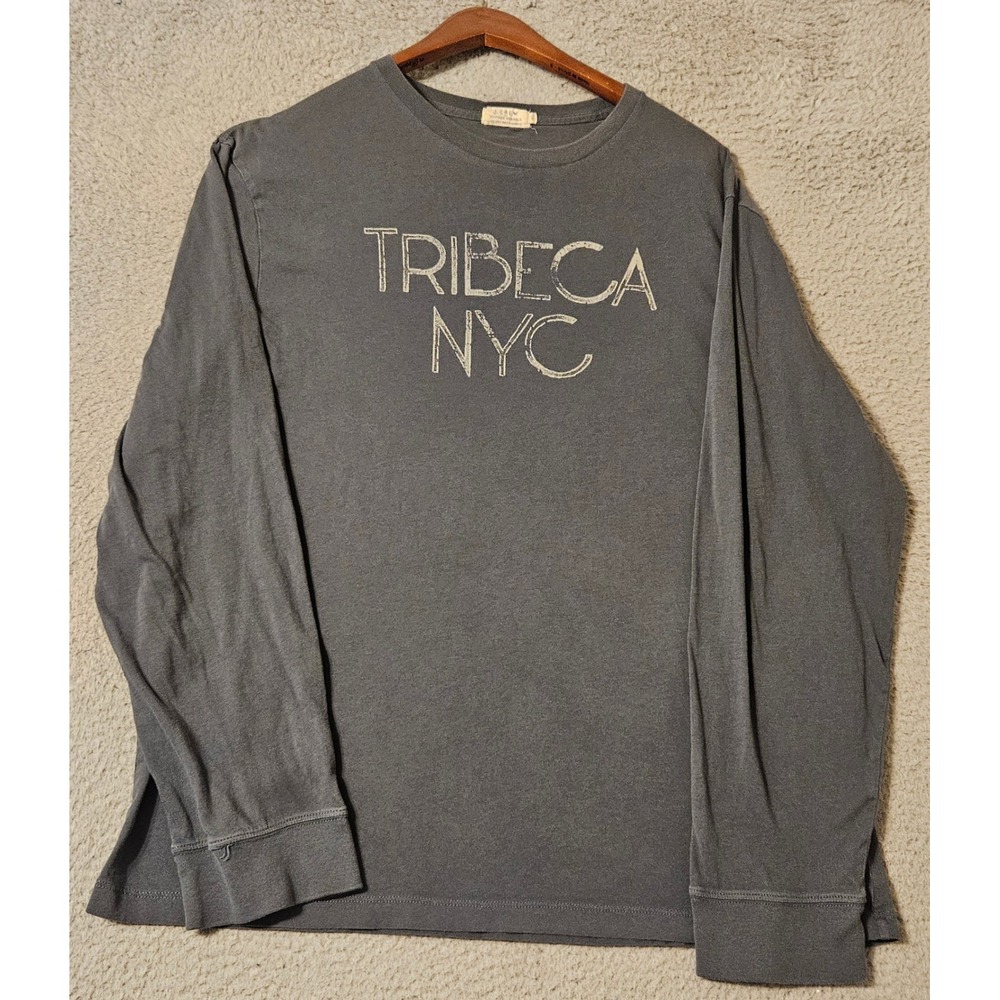 J. Crew Vintage Graphics Tribeca NYC Long Sleeve T-Shirt Mens XL Gray Cotton